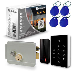 Система СКУД  KIT-T12MF-P-G на 1 дверь, сенсорная панель, 2 считывателя Mifare, серый замок, НЗ тип