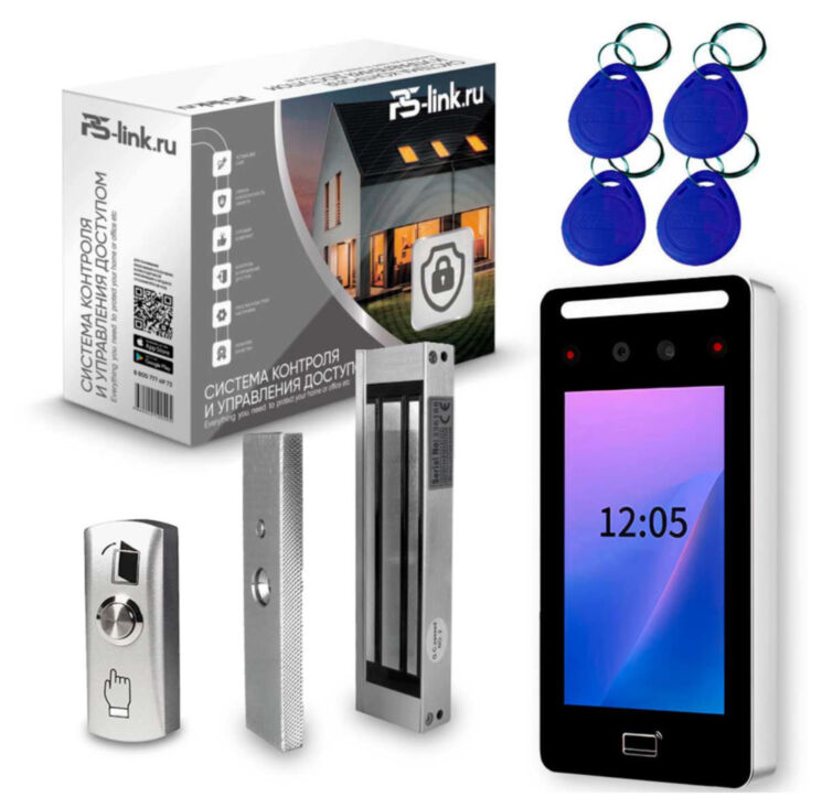 Комплект СКУД KIT-DT03EMT-180 на 1 дверь, терминал распознавания лиц, RFID EM-Marine, электромагнитный замок 180 кг