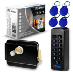 Система СКУД  KIT-K33EM-B на 1 дверь, кодовая панель со считывателем RFID 125 кГц EM-Marine, замок черный НЗ