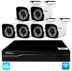 Комплект видеонаблюдения WIFI 5Мп  KIT-W506TB беспроводной, 6 камер для улицы, ночное видение, удаленный доступ