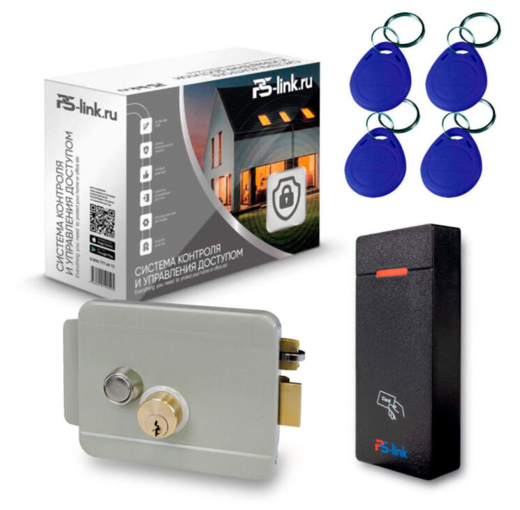 Система СКУД KIT-M010EM-WP-G на 1 дверь, электромеханический НЗ замок, уличный контроллер 10000 карт, EM-Marine 125кГц