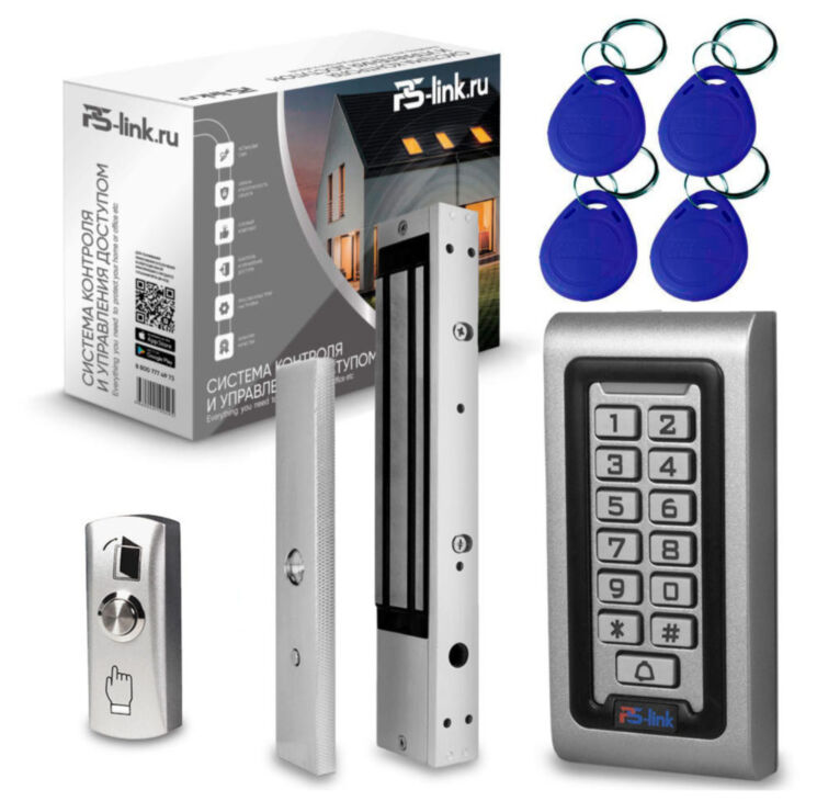 Система СКУД KIT-S601EM-WP-W-280LED электромагнитный замок 280 кг, панель WIFI металлическая, 2000 пользователей, всепогодная