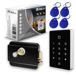Система СКУД  KIT-T12MF-B на 1 дверь, сенсорная панель, Mifare 2000 шт., замок черный, закрытый тип