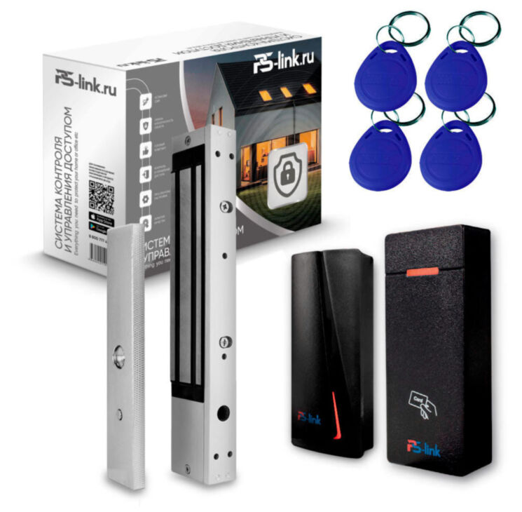 Система СКУД KIT-M010EM-WP-P-280LED на 1 дверь, электромагнитный замок 280 кг, 2 всепогодных считывателя RFID 125 кГц EM-Marine