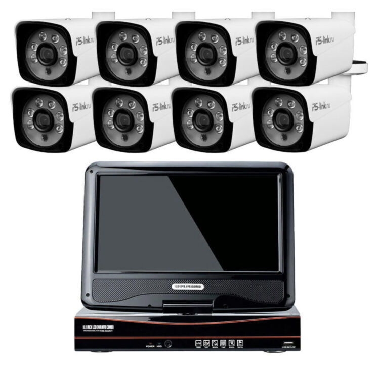 Комплект видеонаблюдения AHD 5Мп KIT-C9508HD 8 камер для улицы, регистратор с монитором
