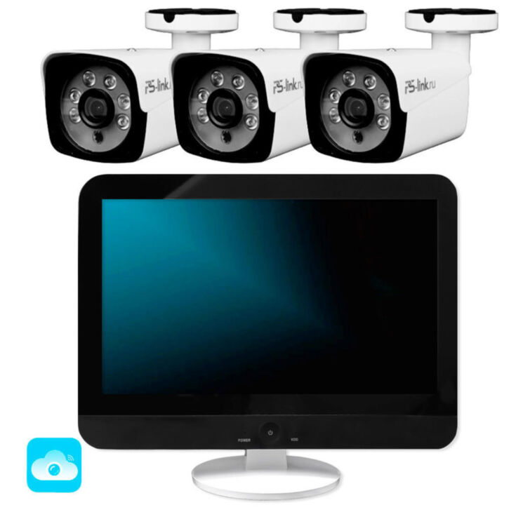 Комплект видеонаблюдения WIFI 5Мп KIT-W503CM беспроводной, 3 камеры для улицы, ночное видение, удаленный доступ