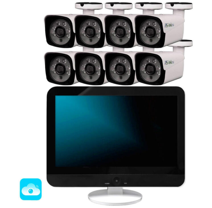 Комплект видеонаблюдения WIFI 5Мп KIT-W508CM беспроводной, 8 камер для улицы, ночное видение, удаленный доступ