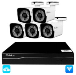 Комплект видеонаблюдения WIFI 5Мп  KIT-W505TB беспроводной, 5 камер для улицы, ночное видение, удаленный доступ