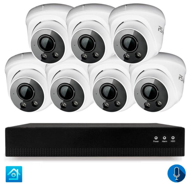 Комплект видеонаблюдения IP 8Мп KIT-A807IPM-POE 7 камер с микрофоном для помещения, питание PoE, ночная съёмка