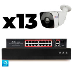 Комплект видеонаблюдения IP 2Мп  KIT-C213IP-PL 13 камер для улицы, программный датчик движения, удаленный доступ, ночное видение, умный коммутатор